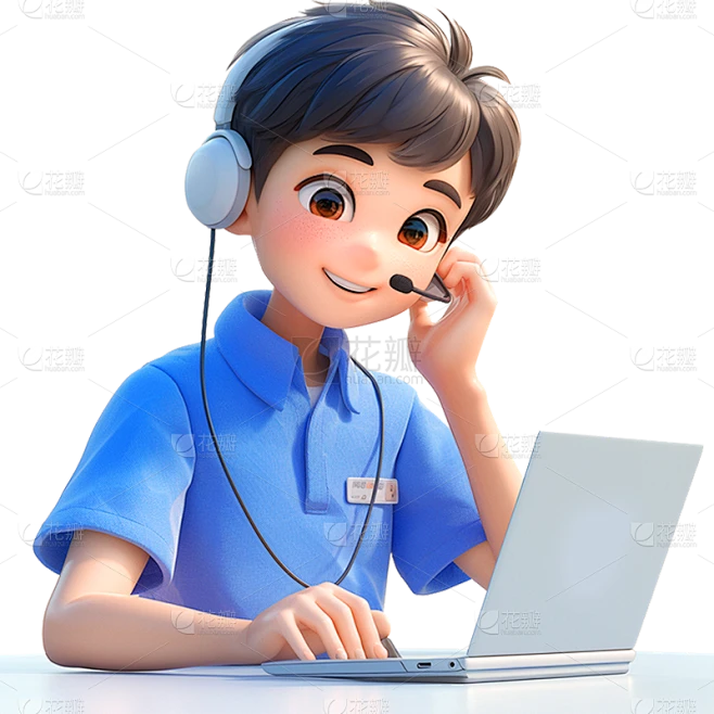图标系列3D虚拟人物客服贴纸素材-花瓣网