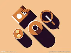 手绘香烟和酒插画设计