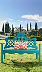 Delight in the sculpted silhouette of our Luciana® outdoor bench—you'll only find it here. Elegant curves, a trellis seat back, and a selection of trend-setting colors will add the perfect measure of style to your favorite outdoor setting.