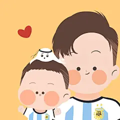 世界杯主题亲子手绘全家福情侣头像⚽️男宝宝