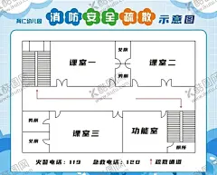 幼儿园消防安全疏散示意图 【酷图网】海报,平面设计,背胶,展架,灯布