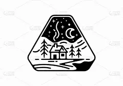 舒适简单的房子线条艺术插画