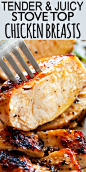 Juicy Stove Top Chicken Breasts - Tried and true method for preparing the most tender and juicy chicken breasts right on the stove top. These are the BEST pan-seared chicken breasts exploding with flavor! Chicken Breasts couldn’t be any easier to prepare 
