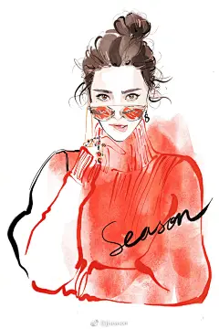 #jjseason插画# #season时尚插画# ----- 丸子头时髦造型，你喜欢哪一款？#宋茜#  #陈乔恩# #唐嫣#  #赵薇#  #李冰冰# #刘雯#  #刘诗诗#  #杨幂# #杨千嬅# | #插画狂想# @微博设计美学 ​​​​