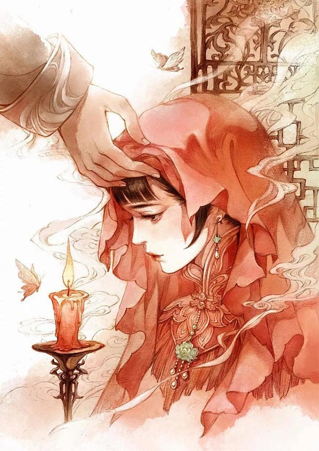 唯美古风半面妆插画有些容颜望一眼就终身思念有一美人兮见之不忘一日