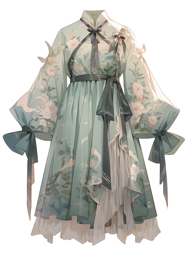 Vol.1新中式古风连衣裙｜oc服装设计素材-花瓣网