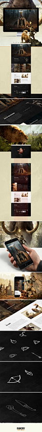 Website design for Far Cry Primal. The game takes you back to the Stone Age when man was definitely not at the top of the food chain. Danger lurked around every corner during the daytime, and nighttime brought a fresh set of terrors.