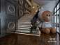 现代泰迪熊主题餐厅3D模型下载【ID:744913992】