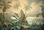 Tropical landscape - part of a hand painted mural triptych by Lucinda Oakes
