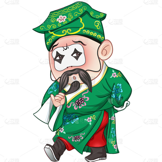 手绘京剧丑角文化人物创意贴纸