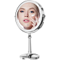 Amazon.com - 9" Large Make up Vanity Mirror with Lights Chrome Two Way Mirror 1x/10x Magnifying Mirror with Light and Stand 4000mAh Rechargeable Led Makeup Mirror for Desk Dresser Table