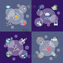 信息图表,概念,太空,平坦的,计算机图标,技术,不明飞行物,小的,飞机,行星