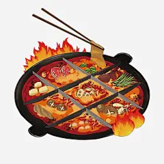 川味火锅手绘png免抠素材_新图网 https://ixintu.com 川味火锅 麻辣 香辣 美味 九宫格火锅 红辣椒 四川