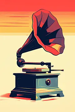 复古怀旧留声机乐器插画图片