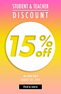 Student & teacher 15% off discount | In-store only August 1st - 31st | Find a store