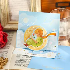 ins风小王子卡通立体贺卡儿童生日礼物祝福节日感谢卡小卡片信封-淘宝网