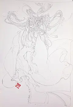 画古风人物线稿的步骤，收藏当做临摹素材用
