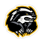 This may contain: the badger logo is shown in black and yellow