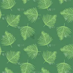 热带背景以棕榈叶点缀。矢量无缝图案设计。