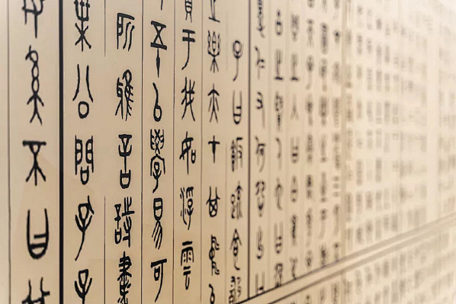 河南安阳中国文字博物馆墙面上的古代文字图片