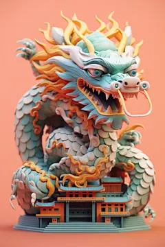 神话神秘祥瑞东方龙中国龙建筑模型