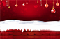 红色圣诞装饰彩球节日背景