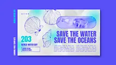 世界水日节约用水保护海洋资源环保公益宣传插画海报psd设计素材-淘宝网
