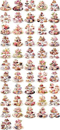 西式茶会甜点下午茶甜品美食马卡龙花朵红茶海报元素材模板设计-淘宝网