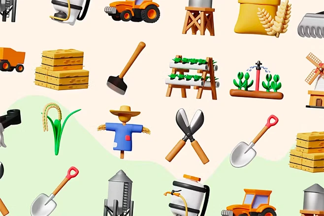Cubicle – Agriculture 3D Icons 20款农场农业农具有机种植丰收营销演示3D图标icon设计素材png免抠图片 ...