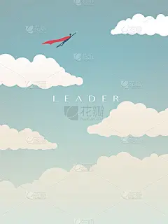 商人像超级英雄一样飞在云端，领导力矢量概念。商业象征着权力、远见和机遇