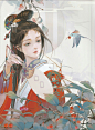 古典的中国风手绘美女插画图片