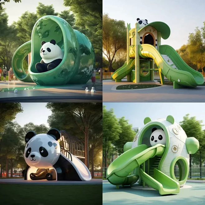熊猫造型滑梯的主题 - 小红书