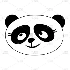 熊猫黑白可爱卡通人物矢量插画