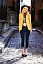 Theory Blazer, Forever 21 Crop Top, Bdg Jeans