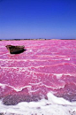 Lake Retba in Senegal - It is also called Lac Rose or the Pink Lake because the water is naturally pink – this is apparently caused by a specific micro-algae which is really rich in these waters. It also has 40% salt saturation which means that like the D