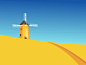 Windmill wind motion sky field yellow animation gif windmill