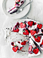 Strawberry layer cake with lovely food styling: 