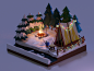 Winter Camping blender lowpoly isometric illustration orthographic illustration