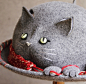 日本独立小众设计师手作立体羊毛大眼睛蓝猫圆顶帽子-淘宝网