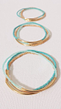 Ombre turquoise bracelet, seed bead bracelet, mint teal and gold bracelet, minimalist bracelet, seed bead bracelet,noodle, bar bracelet