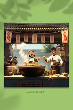 数字艺术美食店插画-众图网