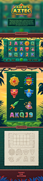 slot aztec Game Art 2D Digital Art  concept game design  Games gambling Slots