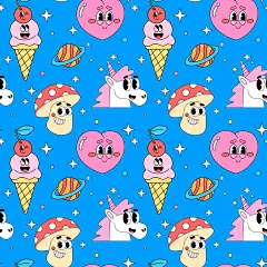 10款含字体90复古浪漫卡通可爱趣味表情包贴纸矢量AI插画设计素材-淘宝网