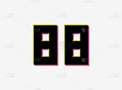 88号矢量设计logo。动态，分裂颜色，数字的阴影粉红色和黄色的白色背景。社交媒体、设计元素、创意海