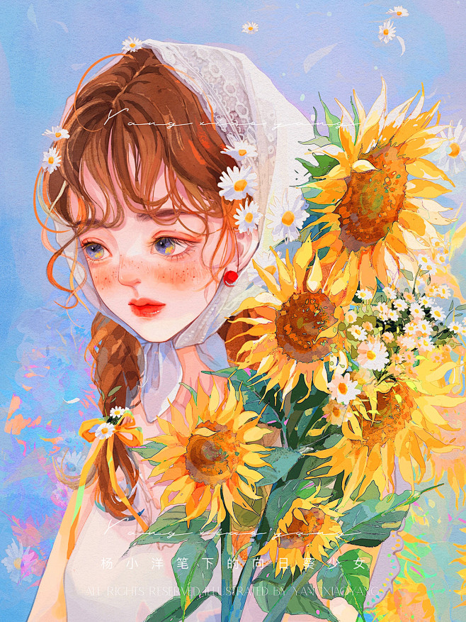 油画风系列｜氛围感少女插画_杨小洋__插...