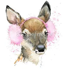 可爱的鹿，水彩画水彩鹿图纹理背景。时尚插画水彩冬季鹿，服装设计海报 - Originoo 图片详情#鹿# #动物# #治愈系# #背景图# #水彩# #小清新# #壁纸# #冬天#