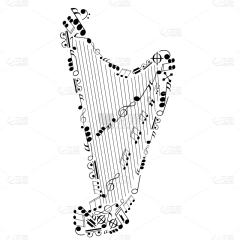 音符元素乐器贴纸-SVG-竖琴