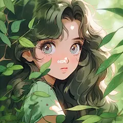 『Midjourney』头像｜旧漫夏日树荫女孩003