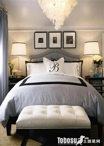 简约卧室床单贴图—土拨鼠装饰设计门户