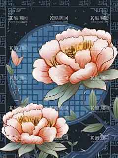 牡丹古典插画           - 源文件下载【酷图网】牡丹古典插画,古风,牡丹,丹顶鹤,中国风,国风,国潮,中式,新中式,现代,复古,古典,文化,传统文化,传统,民族风,背景,景观,壁纸,招贴,海报,地产,广告,宣传,详情页,店铺首页,展板,花草,彩页,传单,水墨,元素,装饰,创意,图案,素材,手绘,插画,插图,PSD文件
